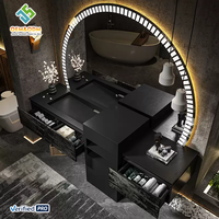 Meuble sous-vasque de salle de bain en bois massif moderne OEM avec égouttoir en cuivre, lavabo mural en céramique et robinet d'évier miroir