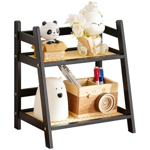 Office <strong>Desktop</strong> Bamboo Storage Rack Multi-Layer <strong>Shelving</strong> <strong>Unit</strong> Classical Chinese Style Bookshelf Cup Holder Organizer - Product Image 5