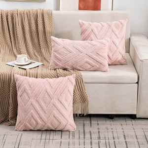 <b>Large</b> Quilted Snowflake Velvet <b>Pillow</b> Cover Pure Color Office Sofa Bedside Eco-Friendly Without Core - Product Image 4