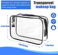 Sac cosmétique en PVC transparent, pliable, portable, imperméable, de haute qualité, avec impression sérigraphique de logo personnalisable