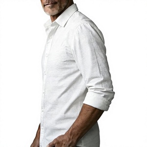 Camisa Casual de Popelina de Algodón Blanca para Hombre, Manga Larga, Cuello Clásico, Transpirable, Color Sólido, para Verano, 140g, Marca Personalizada - Product Image 2