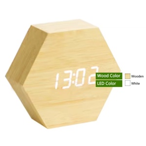 Khuyến Mãi Mới Lớn Hiển Thị Phòng Khách Trang Trí Nội Thất Lục Giác Điều Khiển Bằng Giọng Nói LED Đồng Hồ Bằng Gỗ LED Tối Giản Kỹ Thuật Số Bàn Đồng Hồ Báo Thức - Product Image 3