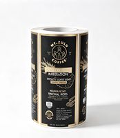 Étiquette personnalisée imprimée en rouleau, dorée, imperméable, pour boîte de conserve de café, autocollante, pour emballage de conteneur de grains de café