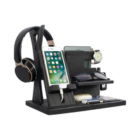 Organisateur de chevet en bois moderne et élégant, support rotatif pour casque, support de téléphone, accessoires de bureau, salon, homme, unique, papa