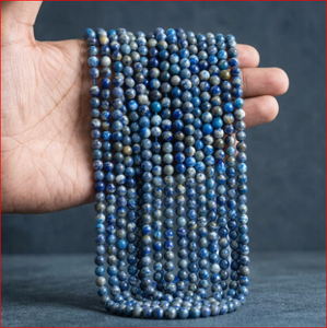 Perles rondes en jaspe dalmatien bleu naturel de 8 mm, brin de 4 à 10 mm pour la fabrication de bijoux - Product Image 5