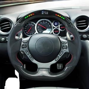 Volante Deportivo Qingying de Fibra de Carbono Real con LED de Velocidad RPM, para Nissan <span class=keywords><strong>GTR</strong></span> <span class=keywords><strong>R35</strong></span>, Cuero Negro, 3 Runner - Product Image 3