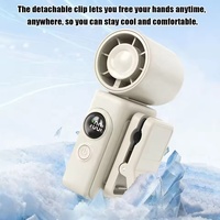 Mini-ventilateur portable M6 2-en-1 rechargeable avec clip USB-C, rotatif à 360° pour bureau et extérieur, avec affichage numérique