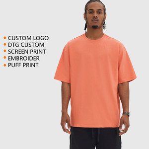 Custom Screen Printing Knitted Heavyweight T-Shirt High Quality 220GSM 100% Cotton O-Neck Casual <b>Drop</b> Shoulder Oversized Men - Product Image 2