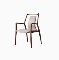 Fauteuil en tissu imprimé rétro avec structure en bois massif, chaise de salle à manger pour la maison et l'hôtel, personnalisable