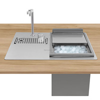 Tempat Es Komersial Stainless Steel Dengan Pintu Geser Tempat Penyimpanan Es Stainless Steel Tempat Penyimpanan Es