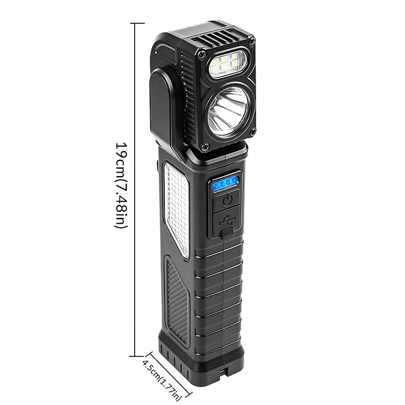 180° Rotatable Work Light Main + Aux + Side White LEDs Red Blue Warning Flash 1200mAh Type-C Power Bank Function Magnetic