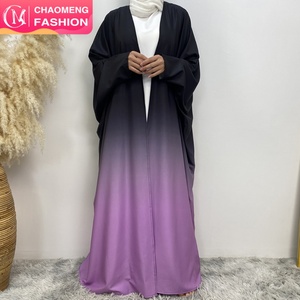 6750# Latest Chic Polyester Abaya Batwing Sleeves Pretty Gradient Color Women Cardigan Classy Eid Open Abaya - Product Image 1