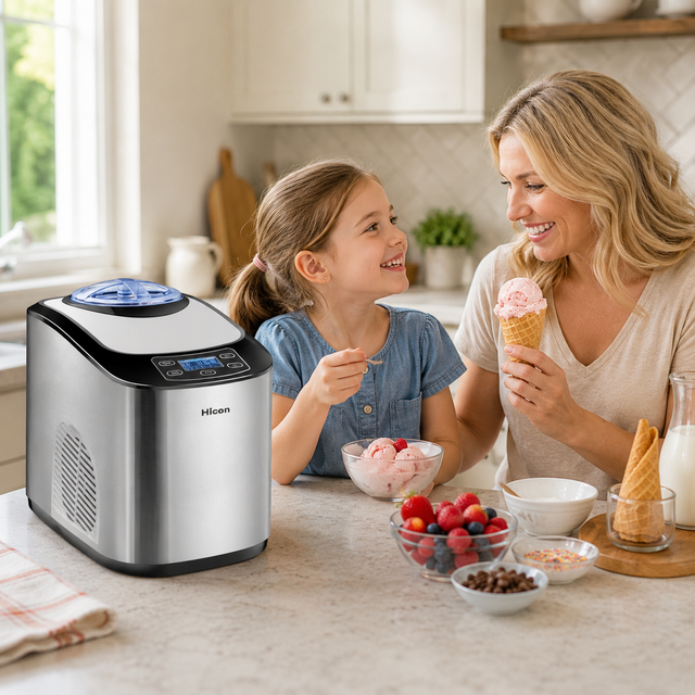 High Quality Soft Ice Cream Maker with Built-in Compressor 140W CE/CB/EMC/GS/RoHS Certified for Home & Shop Use