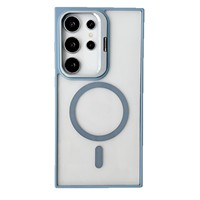 Coque de téléphone S25 Ultra avec support d'objectif métallique, motif animal, magnétique, transparente en PC, protection 360° anti-chute, rigide, fabriquée par pressage à chaud