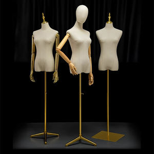 Clothes Store <strong>Female</strong> Wedding Dress Famale Up-Body <strong>Plastic</strong> Mannequins White Linen Cloth <strong>Dummy</strong> Garment Window Display Stand - Product Image 3