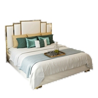 Ensemble de chambre à coucher de style américain, lit double, nouveau modèle, lit king-size, tête de lit en cuir rembourrée