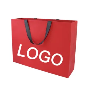 大尺寸结实优质硬纸板红色礼品商业豪华购物鞋服装批发包装纸袋