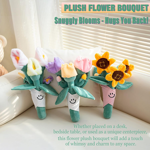 Elegante Bouquet di Peluche a Forma di Girasole, Giocattoli Imbottiti a Forma di Pianta e Fiore per Regali di Laurea, Simpatica Bambola Girasole Personalizzabile - Product Image 4