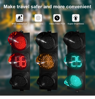 Lampu Lalu Lintas LED 2 in 1 dengan Lensa Transparan, Diameter 300mm, Bola Merah Hijau Kuning dan Counter 2 Digit Merah, Hijau