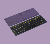 Keyboard kantor lipat, tombol gunting ergonomis portabel ukuran saku, nirkabel lipat Mini Touchpad Keyboard untuk PC Tablet