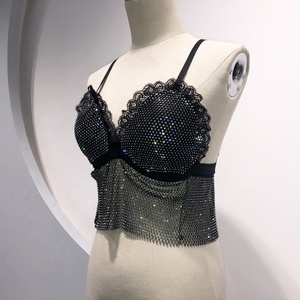 GF027 Plastic Mesh Black Sequins Crystal Body Chain Bra <strong>Harness</strong> Charm Long Party <strong>Dresses</strong> - Product Image 2