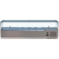 Réfrigérateur-congélateur portable de comptoir en acier inoxydable de 1,8 m à étagères réglables pour usage commercial, idéal pour la présentation de garnitures de pizza et de salades