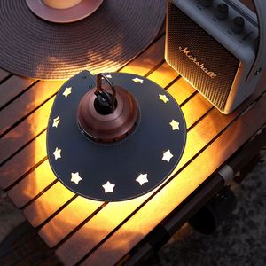 Retro <b>Star</b> Cutout Leather Lantern <b>Shade</b>, Portable <b>Lamp</b> Cover for Barebones, Outdoor Camping Atmosphere Light Accessory - Product Image 4