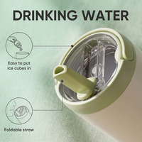 Vaso Térmico Aislado de 30oz con Asa y Tapa con Popote, Doble Pared de Acero Inoxidable 304, Antiderrames, Logotipo Personalizado, para Deporte, Gimnasio, Viajes, Coche
