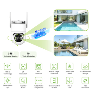 Cámara PT HD <span class=keywords><strong>de</strong></span> Lente Única con WIFI, Impermeable IP66, Alarma <span class=keywords><strong>de</strong></span> <span class=keywords><strong>Sonido</strong></span> y Luz, con Panel Solar y Aplicación Hieasy GTZS3-WI - Product Image 2