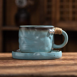 Ensemble créatif rétro de tasse à café et d'une assiette, tasse à eau en céramique pour le thé de l'après-midi - Product Image 4