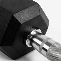 Ensemble d'haltères hexagonales en caoutchouc noir en gros, poids libres en fonte pour entraînement de fitness en salle de sport, logo personnalisé OEM 2,5KG-50KG LB