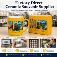 Souvenir touristique de Colombie, tasse à café en céramique sans BPA, compatible micro-ondes, design imprimé ville côtière et montagne, personnalisation OEM ODM, vente en gros