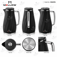 Zeitlose OEM 1,0L Reinweiße Chevron-Wellen-PP-Glasflasche mit Holzgriff und Holzring Vakuum-Thermoskanne Kaffeekanne für das Büro