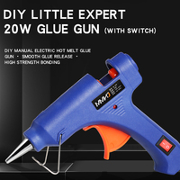 Pistolet à colle chaude 20W Pistolet à colle avec interrupteur Pistolet à colle chaude bleu avec voyant lumineux