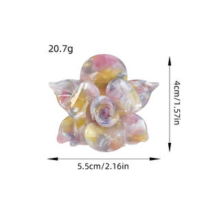 جديد مشبك مخلب ثلاثي الأبعاد عالي الجودة زهرة أسيتات جيرلي قلب قرش حلو رائع مقطع الشعر التبعي - Product Image 4