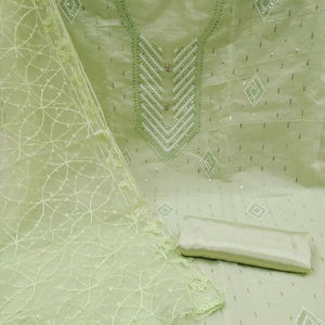 ชุดเดรสทำงานผ้า nazneen ปักลายสไตล์แฟนซี (ไม่มีตะเข็บ) - Product Image 1