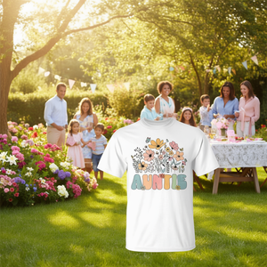 T-shirt pour femme, taille moyenne, col rond, manches courtes, impression numérique, motif floral, cadeau pour la fête des mères, réunion de famille, tenue de fête - Product Image 3