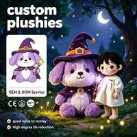 Groothandel Paarse Tovenaar Heks Hond Pluche Mascot, Halloween Magisch Thema Puppy Knuffeldier, OEM Aangepast, Bulk voor Herfstfestival