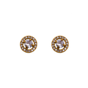 Stud Earrings Circle Geometric Bezel Setting Gold Steel Women's Fashion Jewelry - Product Image 5