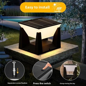 Lampe <span class=keywords><strong>solaire</strong></span> à pilier extérieure étanche IP65 pour cour, porche, clôture et mur, <span class=keywords><strong>lampadaire</strong></span> de pelouse - Product Image 3
