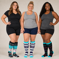 Chaussettes de compression grande taille pour mollets larges, chaussettes de soutien extra larges jusqu'au genou, fabrication OEM sous marque privée pour hommes, femmes, infirmières, 3 PAIRES