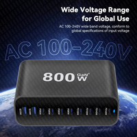 CE/ROHS/UL 800W GaN pengisi daya USB Tipe C, pengisi daya Cepat USB C Desktop 8-port USB Tipe C PD 695W 730W 765W 3.0 W