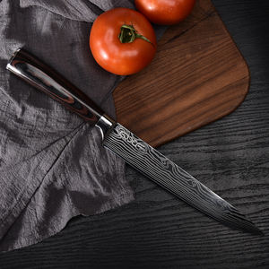 12 pezzi 7Cr17MoV Set di coltelli da cucina in acciaio inossidabile damasco con motivo Laser per chef e professionisti domestici - Product Image 3