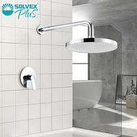 Ensemble de robinet de douche mural SOLVEX Plus avec pomme de douche à jet et à massage, utilisation en hôtel et en appartement, corps en laiton, boîte encastrée, barre coulissante