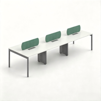 Poste de travail écologique pour personnel avec cloison en tissu, pour 2, 4 ou 6 personnes, bureau modulaire avec pieds en métal
