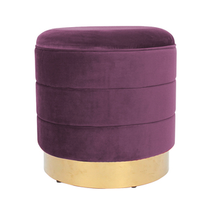 Usine Personnalisé en gros conception tabouret <span class=keywords><strong>pouf</strong></span> rond moderne en velours <span class=keywords><strong>violet</strong></span> <span class=keywords><strong>pouf</strong></span> en tissu pour salon meubles de maison - Product Image 2