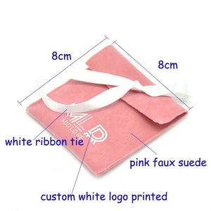 Bolsas de Joyería de Gamuza <span class=keywords><strong>Rosa</strong></span> Pálido, Bolsa de Terciopelo con Logotipo Personalizado Impreso - Product Image 2
