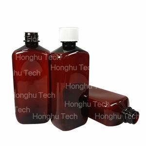 Amber PET Bottles Screw Cap-4oz/16oz (473ml) <b>Empty</b> Oral Containers for Syrup Tincture Topical Solutions Silk Screen Printing - Product Image 1