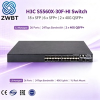 Commutateur Ethernet H3C S5560X-30F-HI POE SNMP QoS VLAN 1G L3 en stock