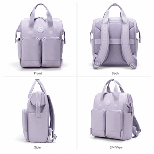 Sac à langer imperméable en polyester lavande de 7 pouces avec 2-3 compartiments, organisateur à fermeture éclair, sac à dos fourre-tout pour les voyages et le transport quotidien - Product Image 3